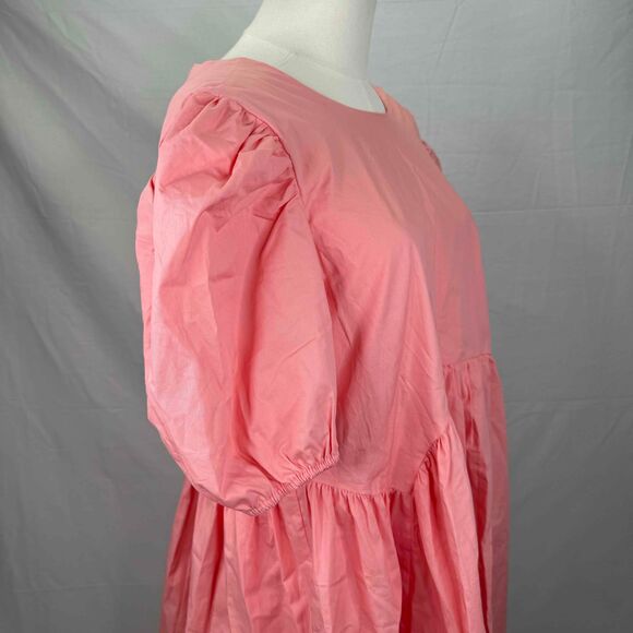 NWT Hyacinth House Tuckernuck Pink Puff Sleeve Crew Neck Babydoll Dress Small - Picture 10 of 15